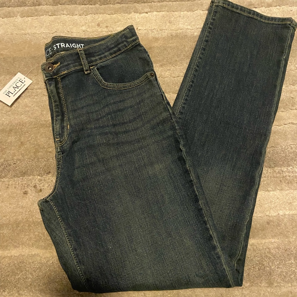 NWT Childrens Place Boys Size 16 Straight Leg Dark Wash Jeans